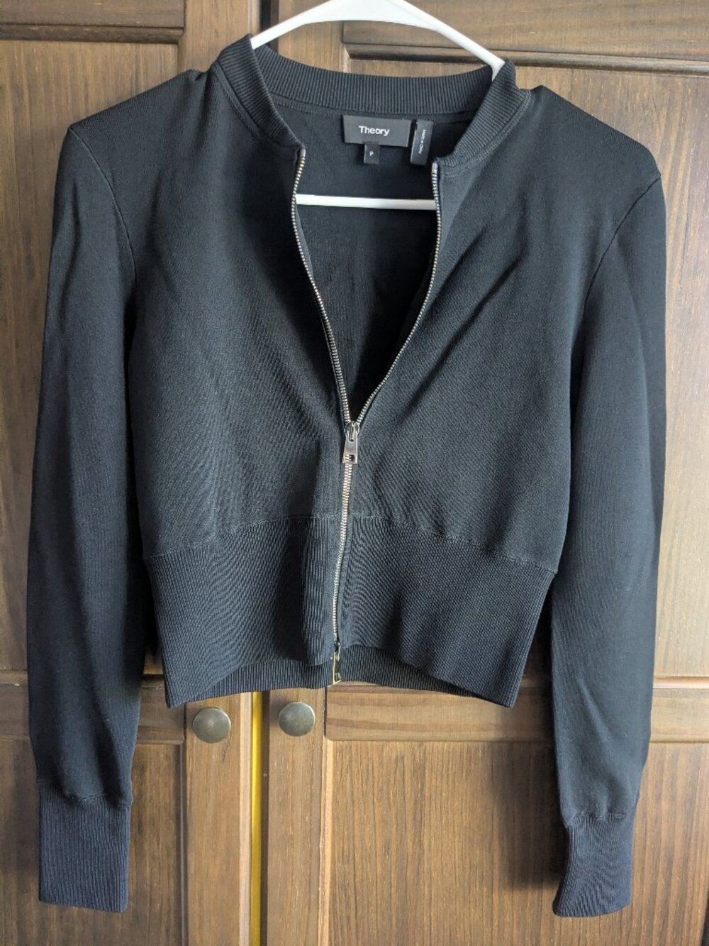 Theory Black Zip‑Up Jacket – Size P, Like New